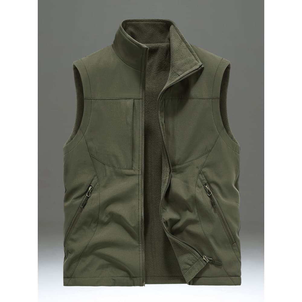 Colete de lã masculino outono inverno grosso dupla face Casual gola alta colete ao ar livre solto colete de lã