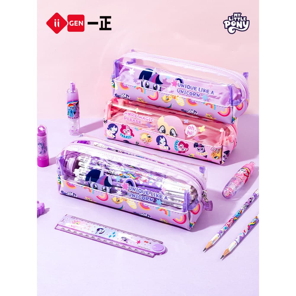 Estojo transparente My Little Pony Bolsa de armazenamento de papelaria para estudantes Caixa de papelaria de desenho ani