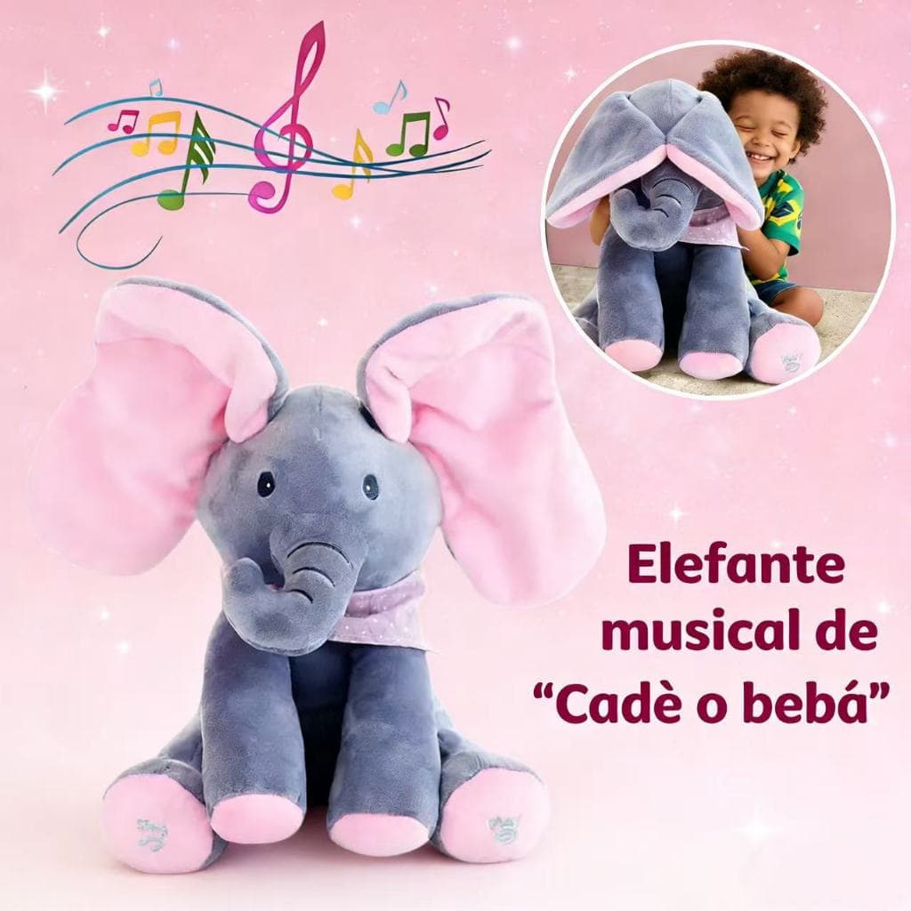 30cm Elefante Que Canta e Balança as Orelhas Azul e Rosa Elefante Musical Interativo