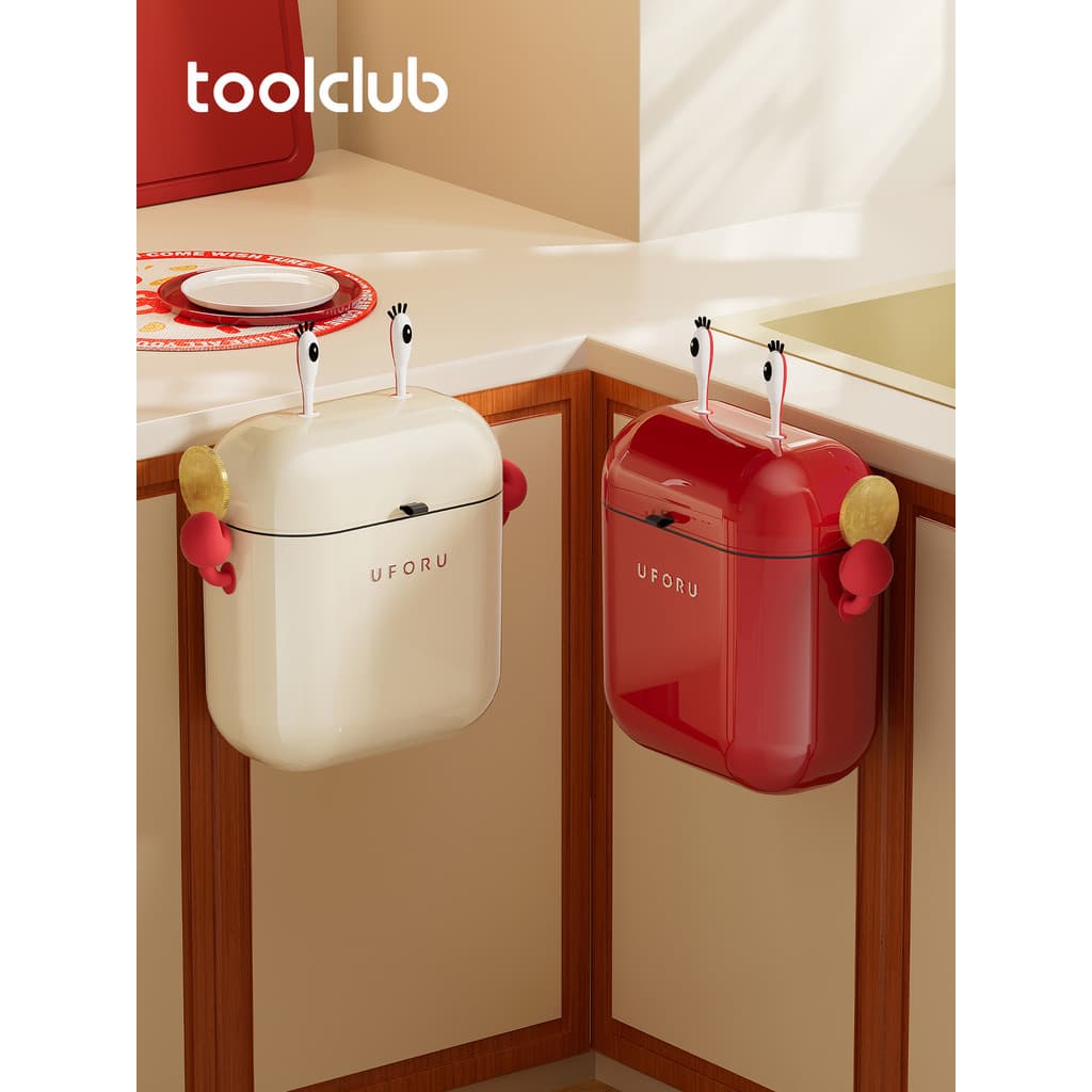 Lixeira de cozinha pendurada, casa, sem curvatura, grande capacidade, Desktop com tampa, sala de estar, banheiro de alto