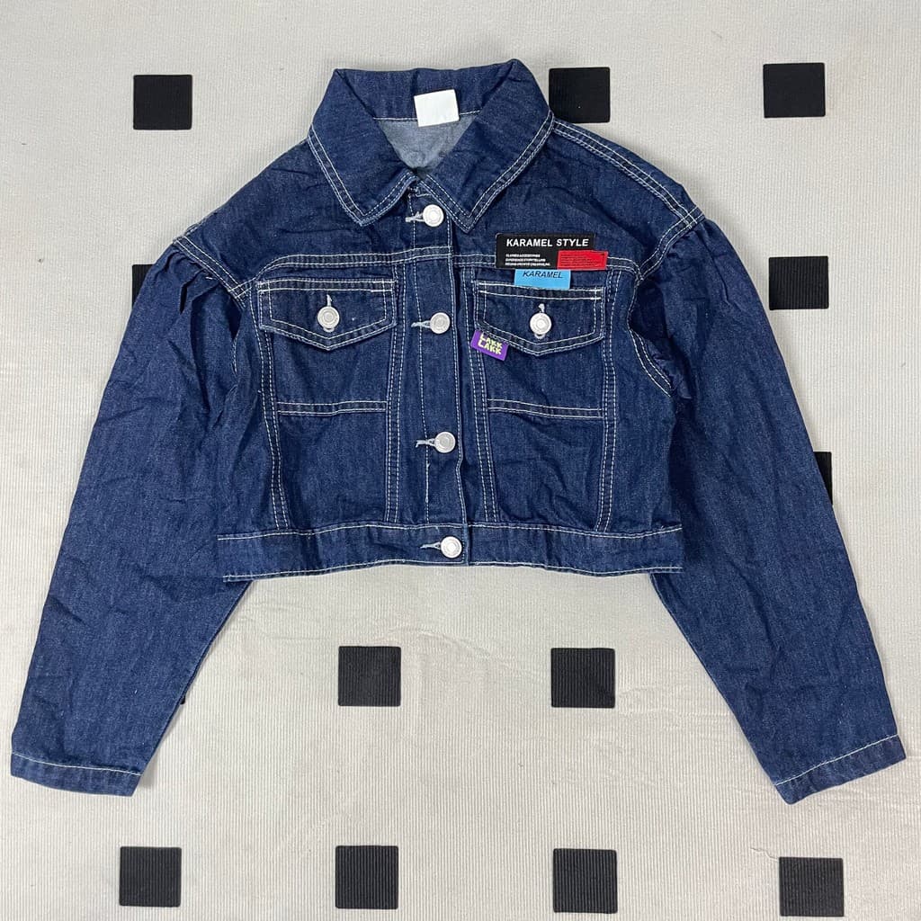 Calami versão coreana jaqueta jeans moda meninos meninas jaqueta jeans curta jaqueta solta All-Match roupas infantis