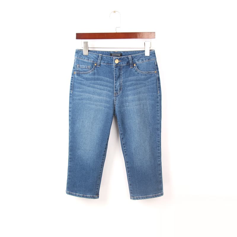 2024 verão estilo fino 7 pontos Jeans feminino comércio exterior pedido Original 100kg tamanho grande cintura alta elást