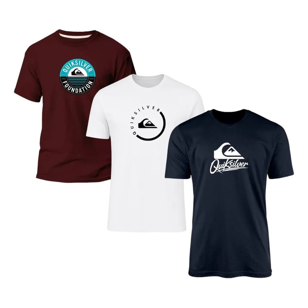 Kit 3 Camisas Quiksilve Masculina Variáveis 100% Algodão