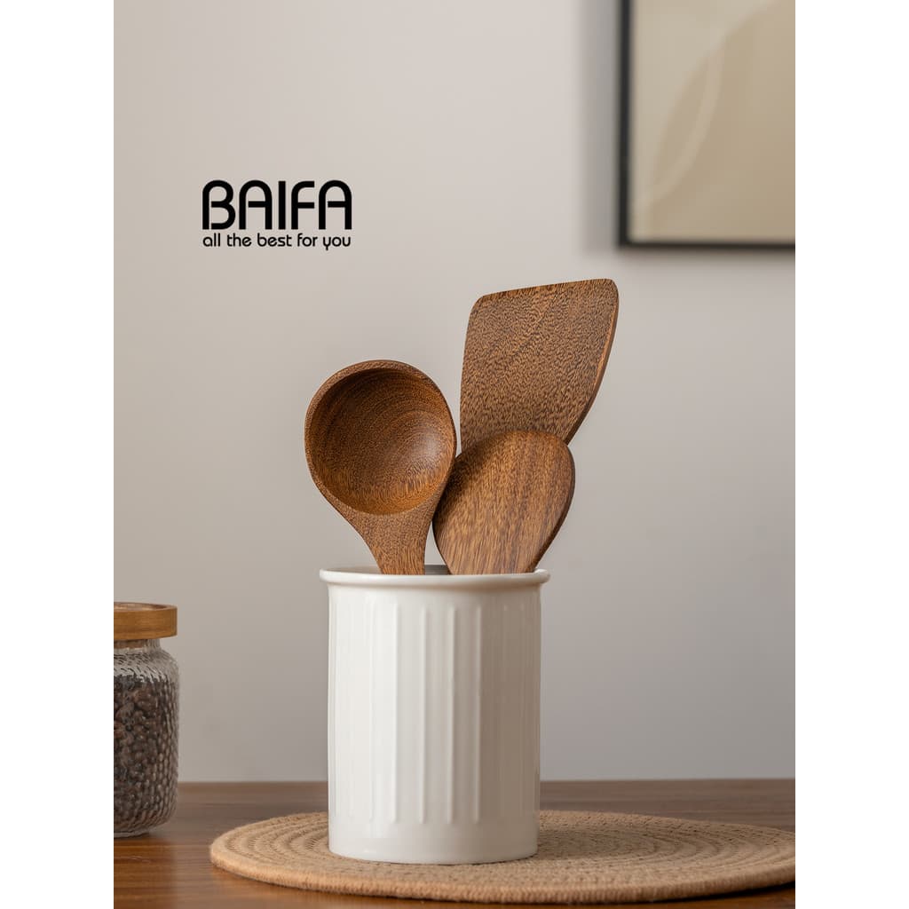 Panela antiaderente Asa de frango Espátula de madeira Espátula de cozinha doméstica Colher de madeira resistente a altas