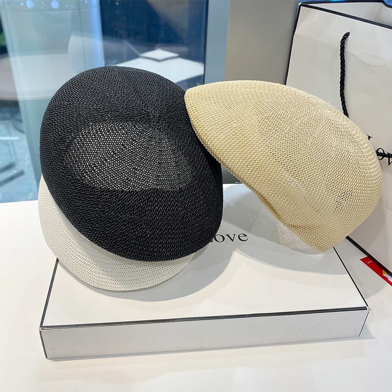 Chapéu feminino verão All-Match moda malha pico boné feminino verão fino simples cor sólida frente chapéu masculino pára