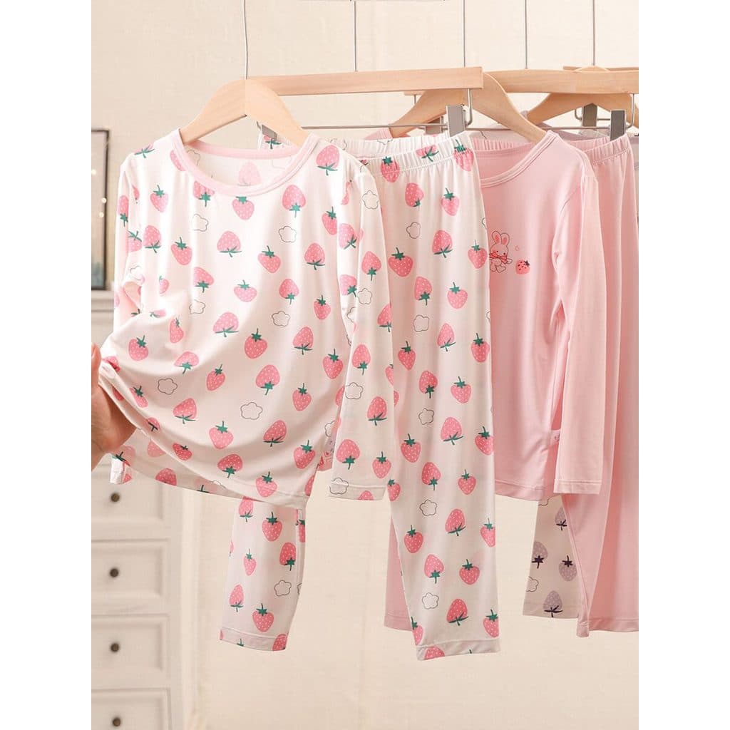 Conjunto de pijamas ultrafinos Denier para meninas Modal de manga comprida estilo fino roupa íntima para bebês roupas pa