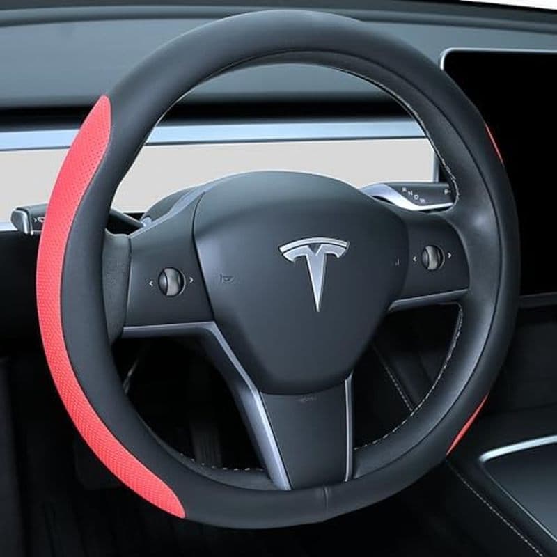 Capa protetora de volante de couro genuíno Uxcer Nappa, compatível com Tesla Model 3/Y 2016-2025 Juniper/Highland, capa