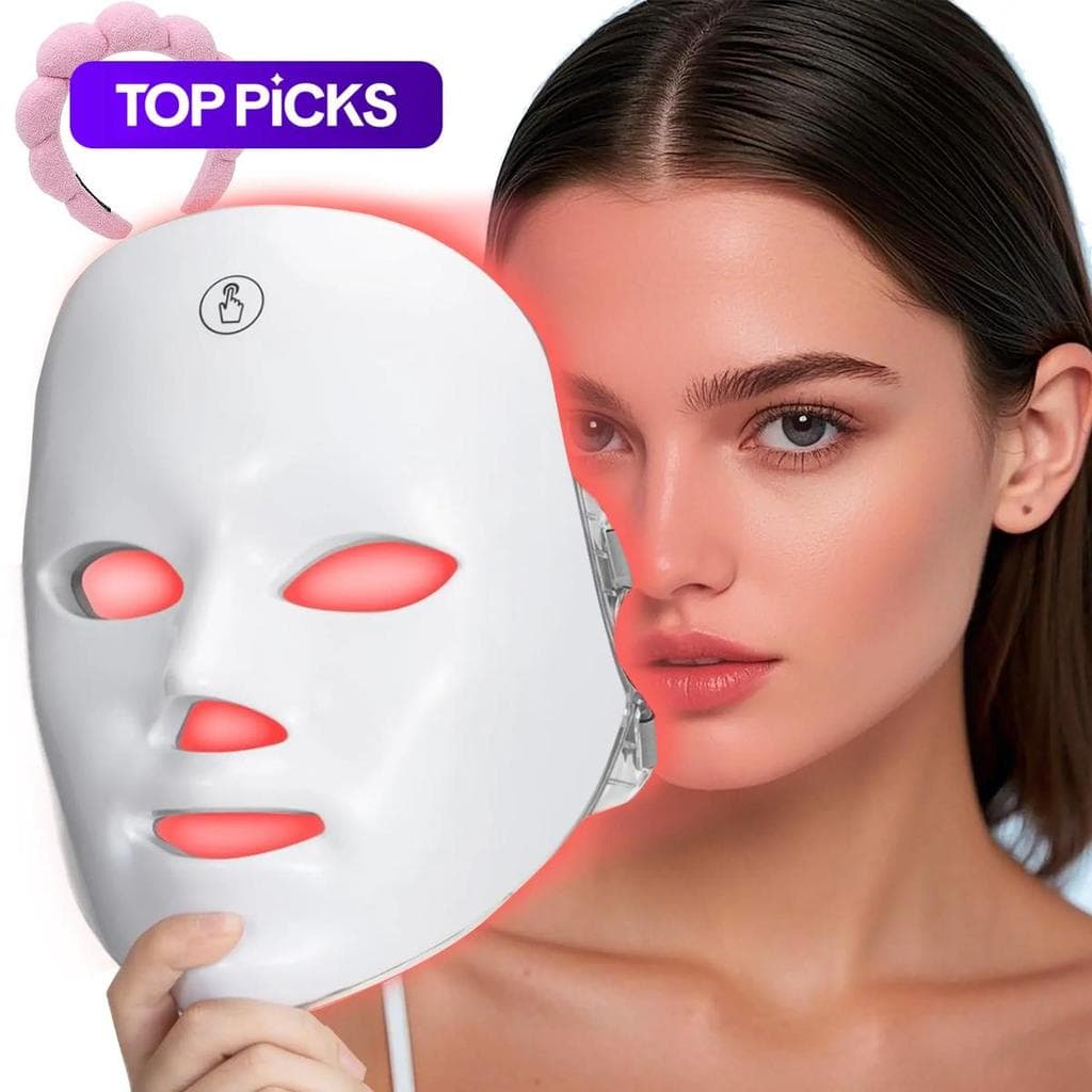 Máscara Facial Recarregável por USB, Maquiagem de Verão, Máscara Facial LED, Máscara de Beleza LED de 7 Cores, Luz Facia