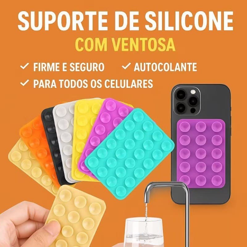 Suporte De Silicone Com Ventosa Para Celular Duplas Ventosas