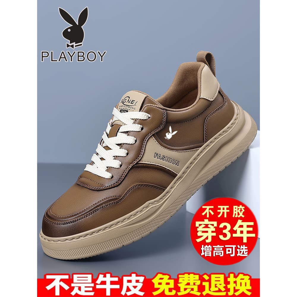 Playboy sapatos masculinos 2025 novo estilo outono esportes sapatos casuais aumento interno couro genuíno tênis de sola