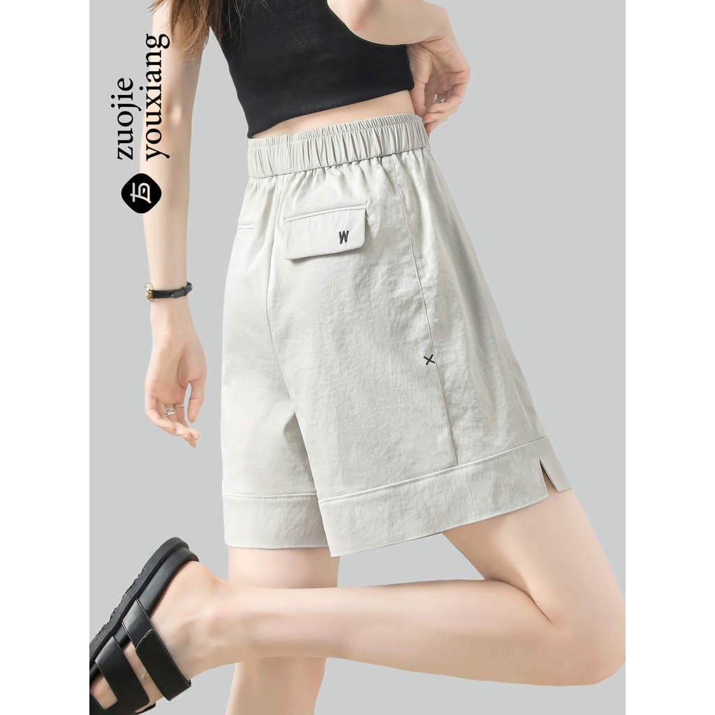 Shorts esportivos divididos femininos verão estilo fino 2026 novo estilo cintura alta Casual pequeno reto macacão de trê