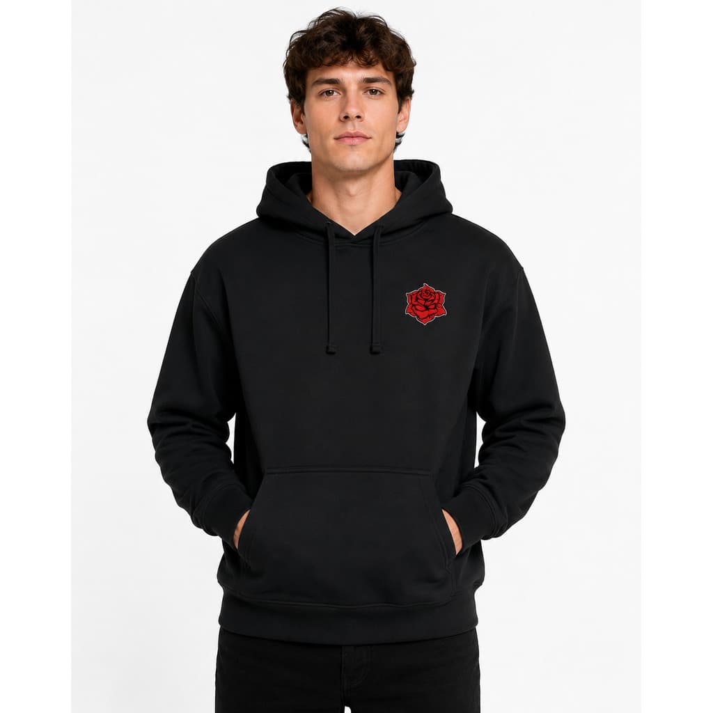 Moletom Canguru Rosas Vermelhas Flanelado Streetwear Premium