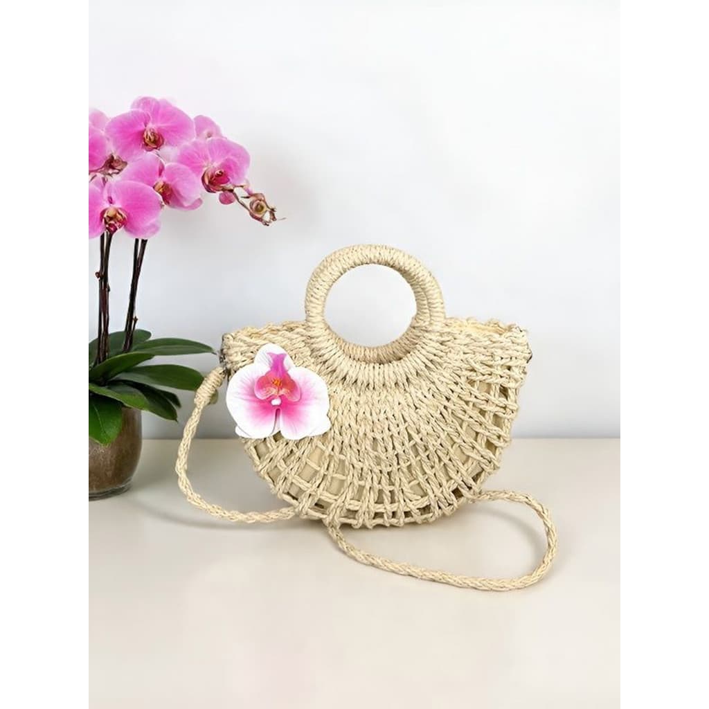 Nicho francês High-End saco de palha moda feminina oco tecido bolsa à beira-mar férias praia saco do mensageiro