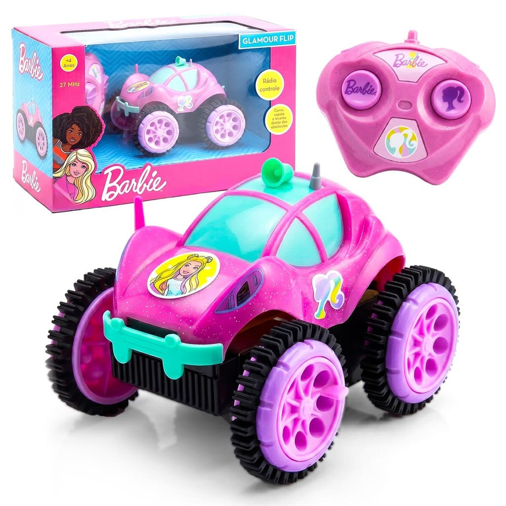 Carrinho Barbie Com Controle Remoto Glamour Flip Feminino Menina - Candide