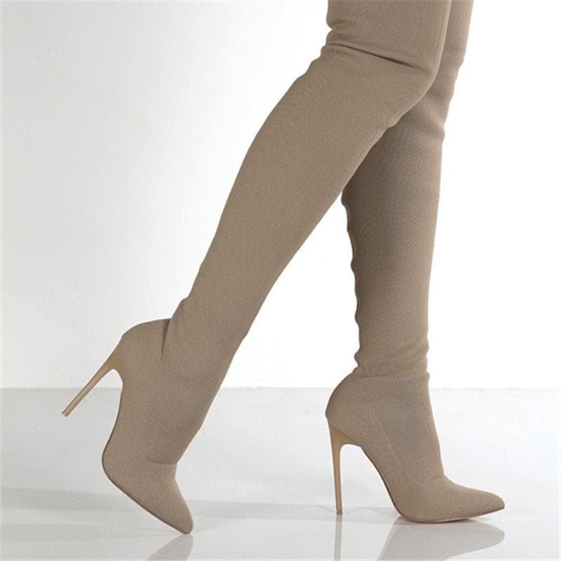 2026 outono novo estilo comércio exterior tamanho grande botas femininas botas elásticas Retro Stiletto salto alto tubo