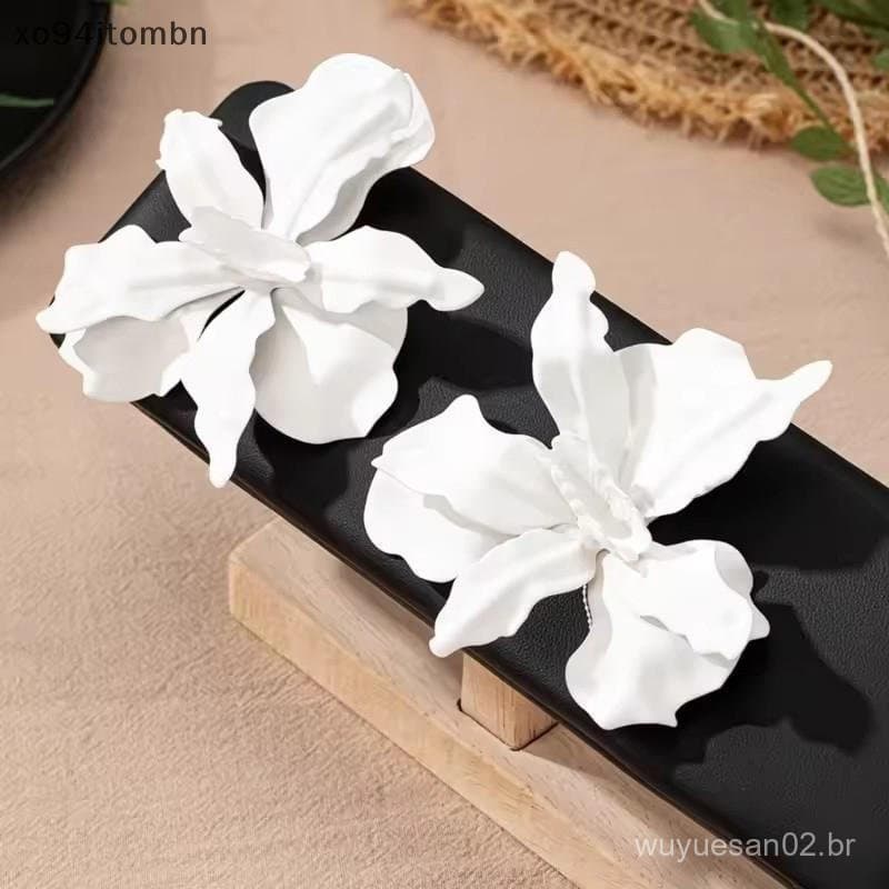 itens Brincos De Flores Irregulares Plissados Para Mulheres Retrô Elegante Moda Temperamento Acessórios De Orelha Festa