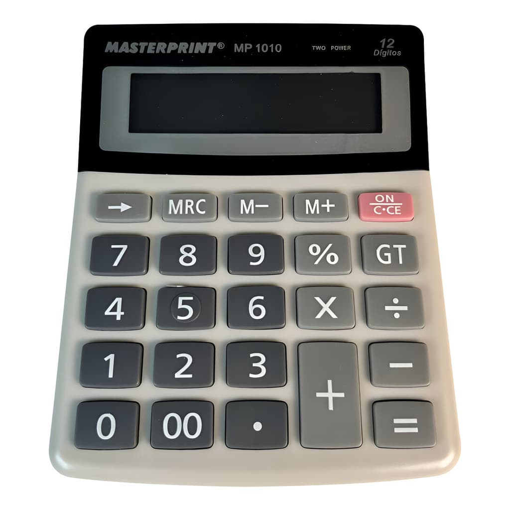 Calculadora Manual 12 Dígitos MP 1010 Masterprint Cinza/Preto | 1/2/3/4 unidades | Pronta Entrega