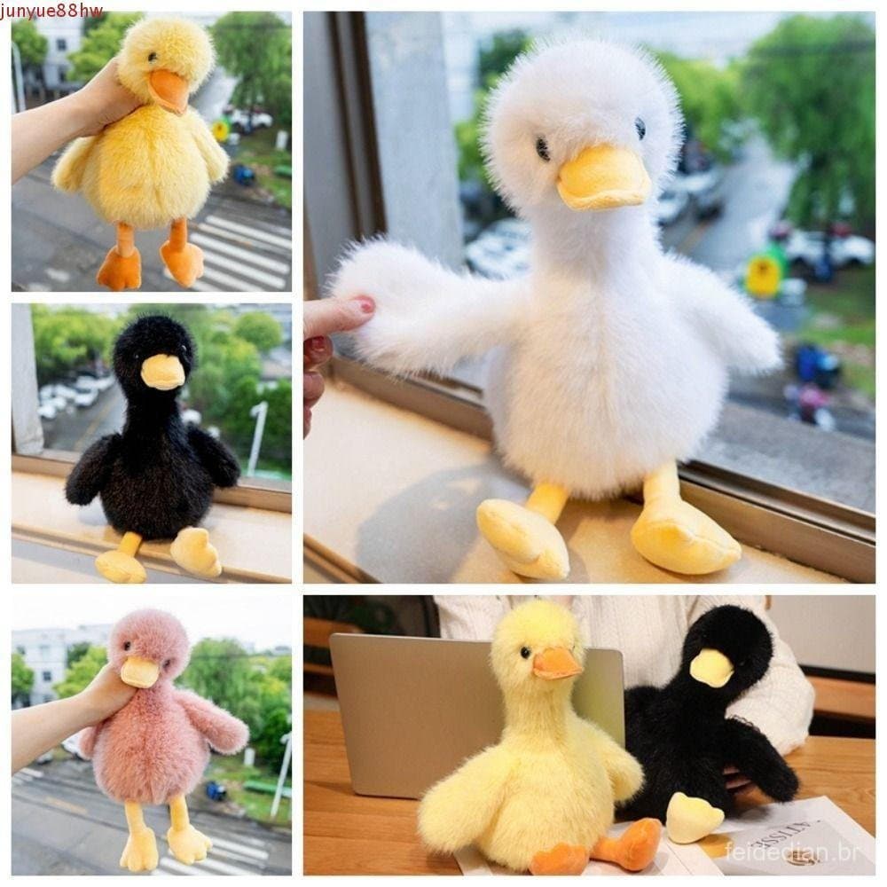 JUNYUE Pelúcias De Pato De Cabelo Longo , Pelúcia Amarelo De Ganso Realista Dormindo , Boneca De Desenho Animado Kawaii