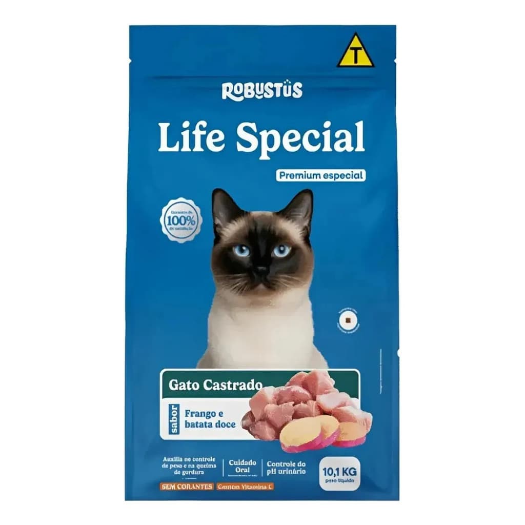 Ração Robustus Life Special Gato Castrado Frango 10,1kg Premium Especial Auxilia No Controle De Peso E pH Urinário Saudá