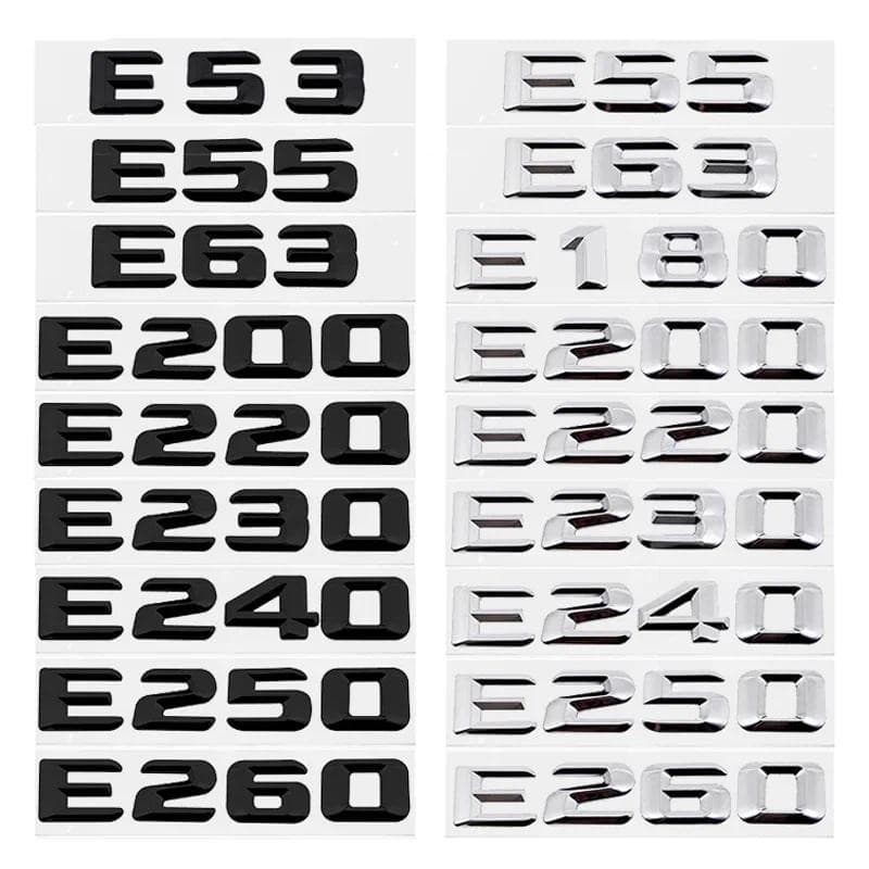 Etiqueta Do Emblema Número Da Letra Cauda Carro Decalque Porta-Malas Traseiro Para Mercedes Benz Classe E53 E55 E63 E200