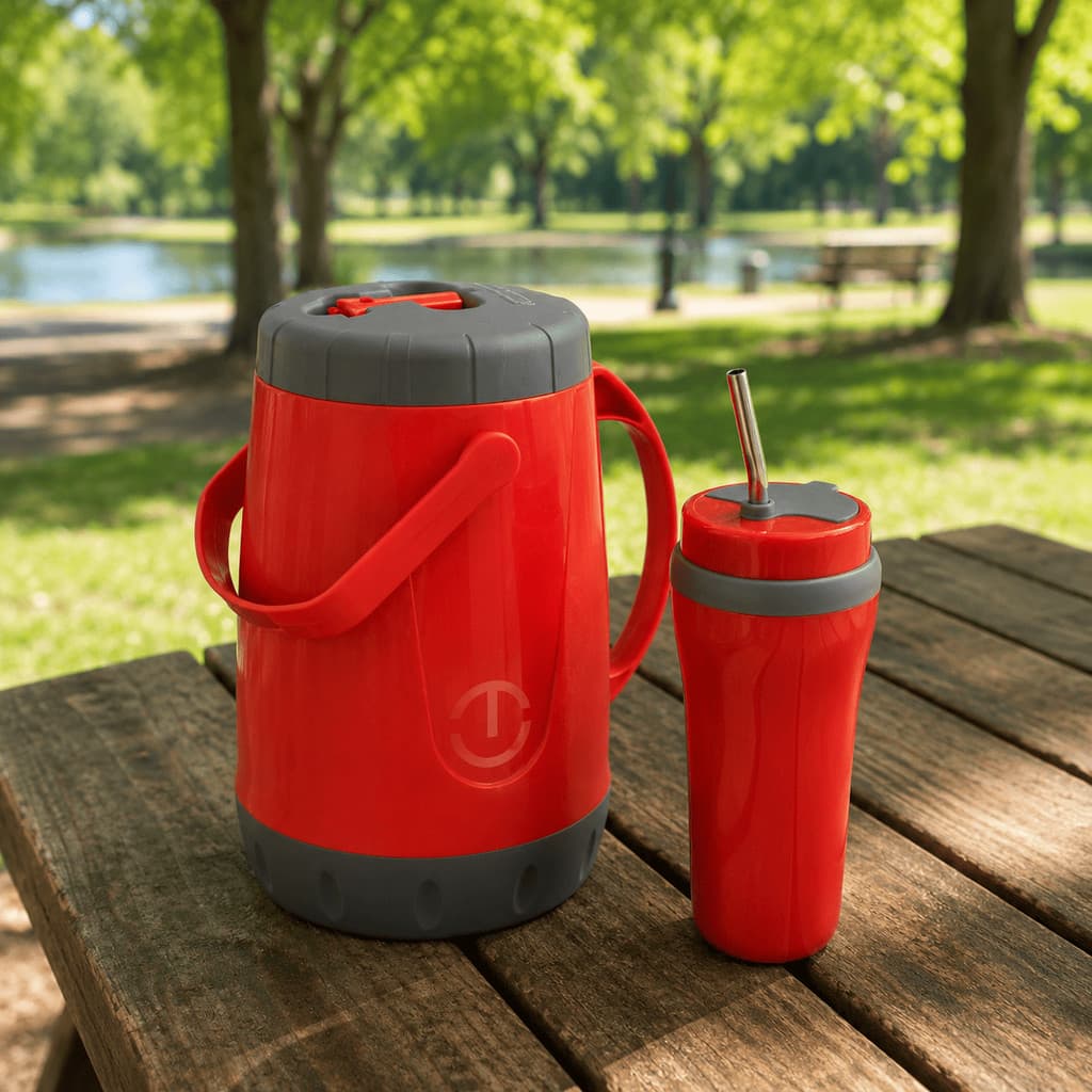 Jogo para Tererê e Chimarrão Unitermi 2,5L com Copo Térmico 650ml e Bomba | Kit Completo para Mate e Erva Mate