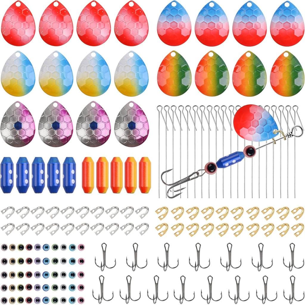 Kit de 155 Peças para Fabricação de Iscas de Pesca, Acessórios para Spinnerbaits, Lâminas, Hastes, Ganchos de Arame, Kit