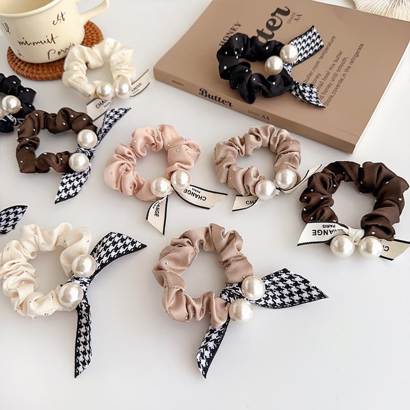 Nó pérola anel de cabelo versão coreana High-End strass Scrunchy anel simples temperamento rabo de cavalo cabeça corda b