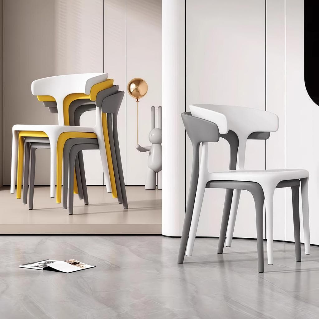 Cadeira de mesa de jantar de plástico encosto cadeira engrossado casa chifre cadeira empilhável moderno simples fezes se