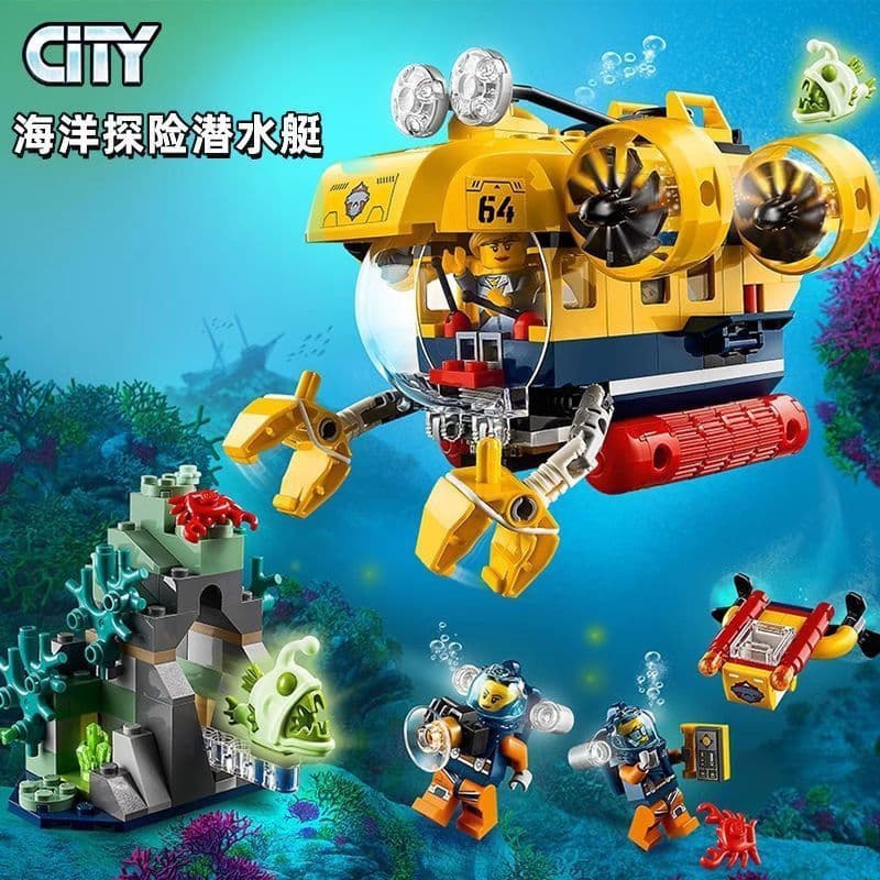 Lego blocos de construção cidade série oceano exploração submarina crianças montagem brinquedos aventura presentes