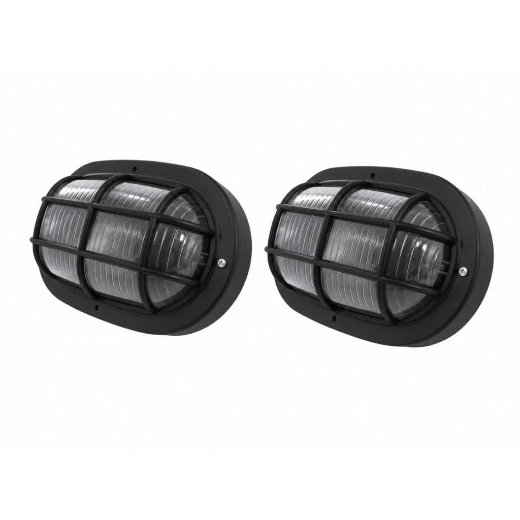 Kit Com 2 Luminárias Tartaruga Preta IP54 Área Externa Interna 250V Para LED Jardim Garagem