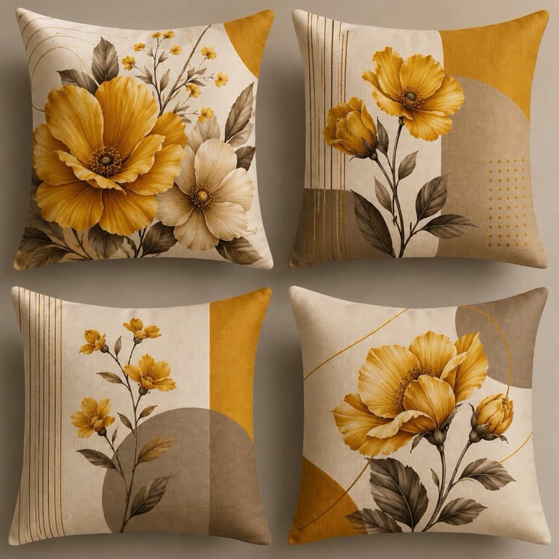 Kit 4 capas de almofadas 45x45 efeito em 3d FLORES 2026