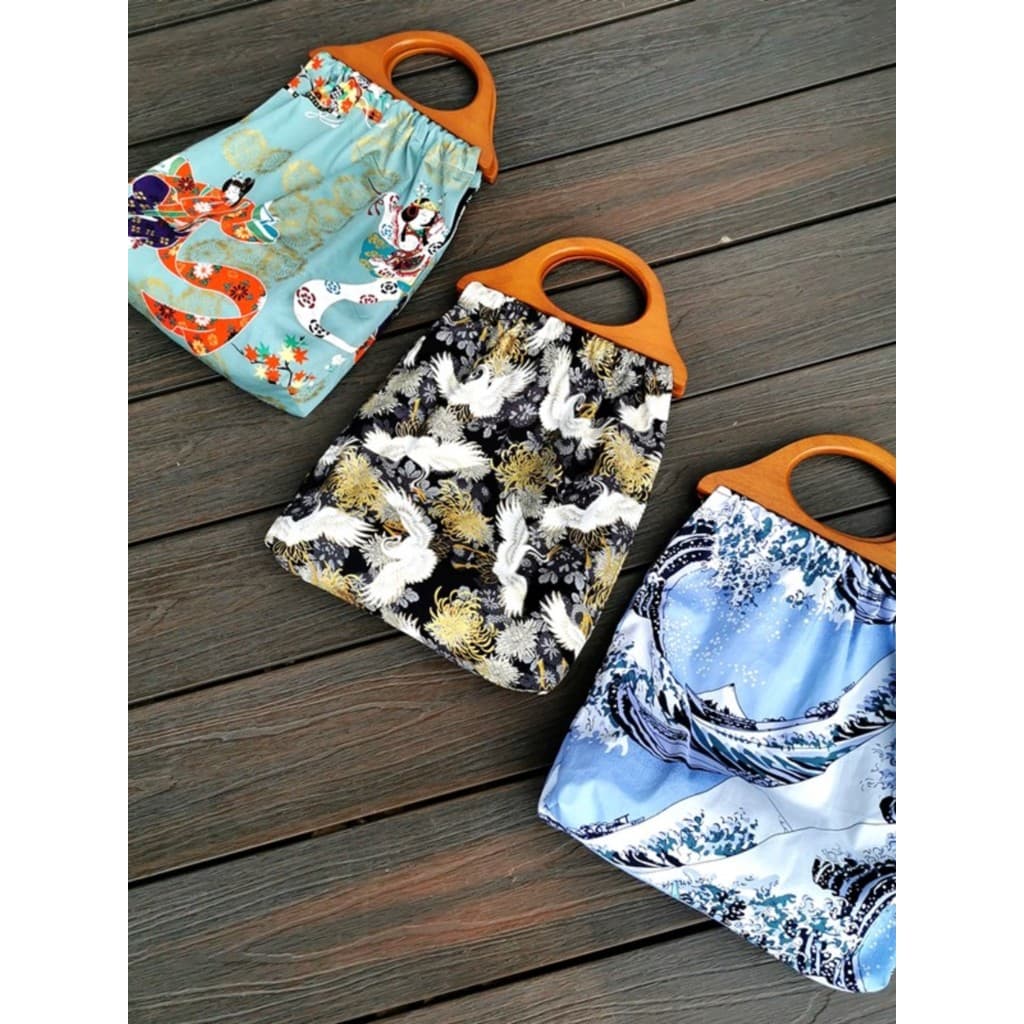 Xiangru bolsa artesanal com alça de madeira, estilo republicano, clipe de madeira, bolsa de pano, Cheongsam, bolsa de ro