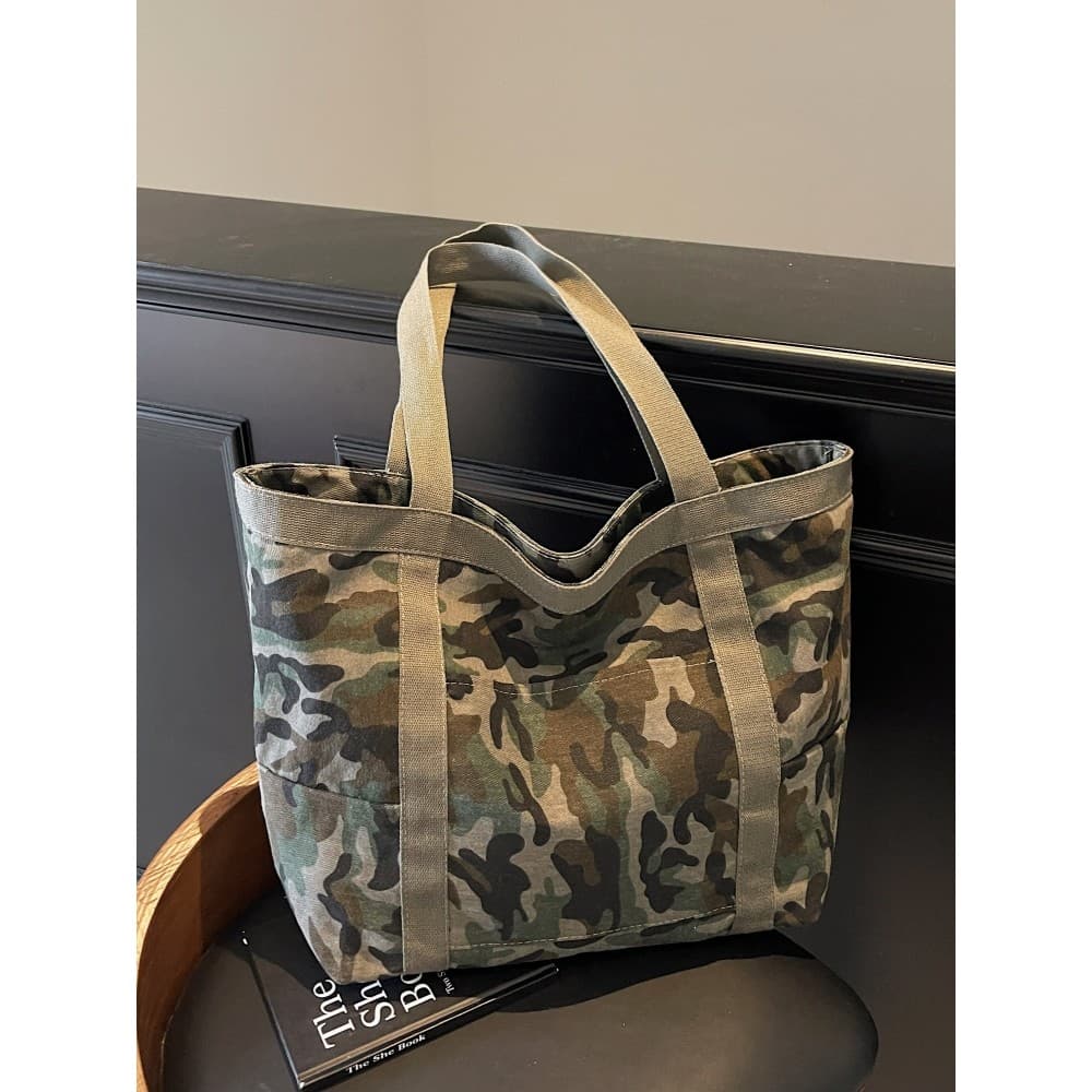 All-Match camuflagem saco feminino grande capacidade sacola 2025 novo estilo moda Retro Casual Commuter um-Shou