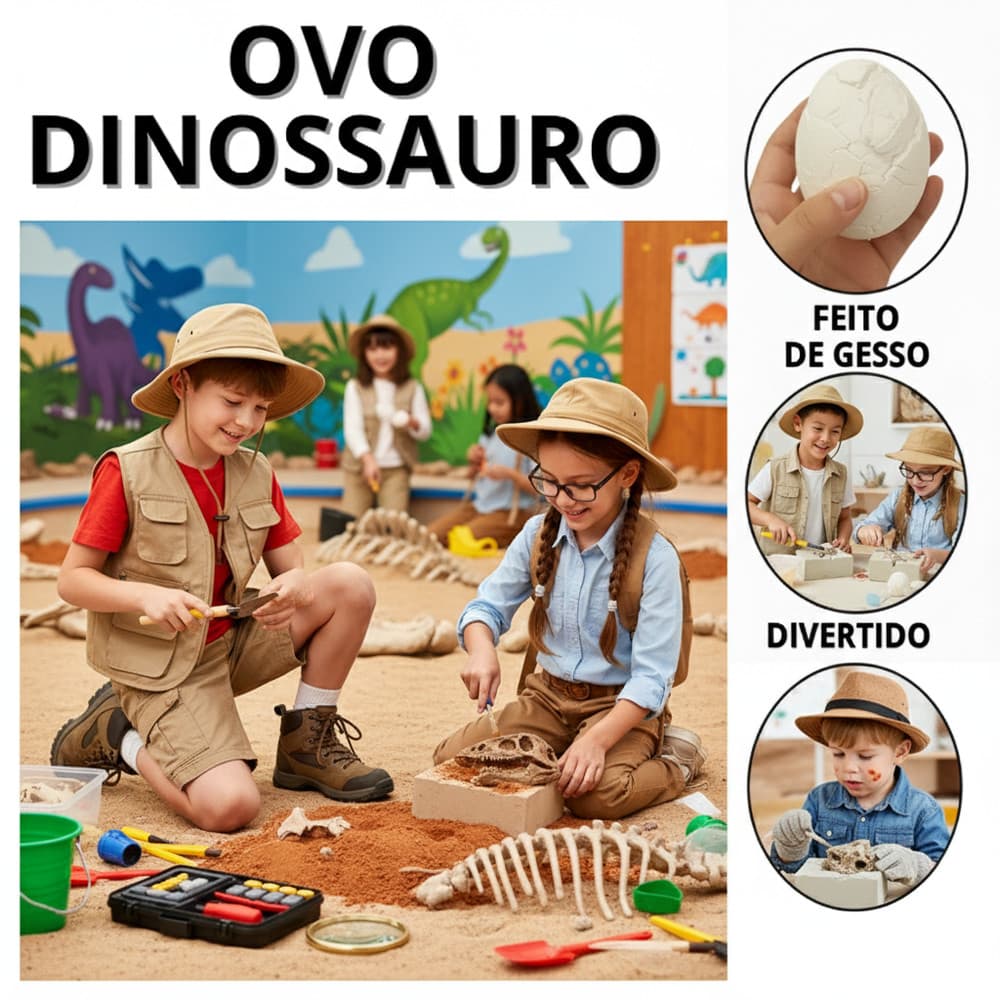 Dinossauro Dino Fóssil Escavação Ovo Brinquedo Aventura