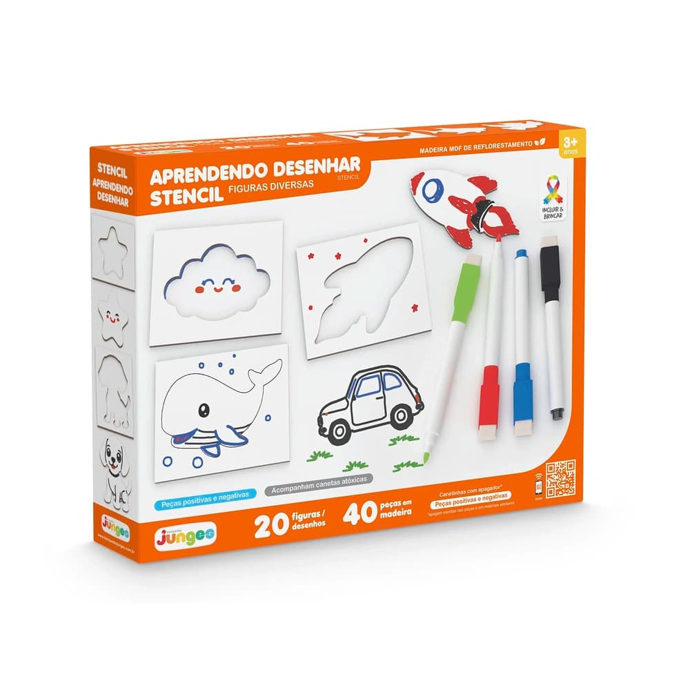 Stencil Aprendendo Desenhar – Junges Mdf Brinquedo Educativo