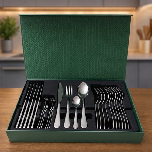 Conjunto Talheres Inox 24 Peças Aço Resistente Durável Jantar Utensílios Completo