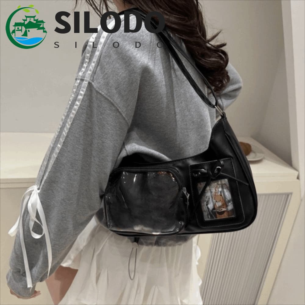 Bolsa Ita Transparente SILODO , Mensageiro De Couro PU Com Alça De Ombro Harajuku Estilo Axilas Y2k