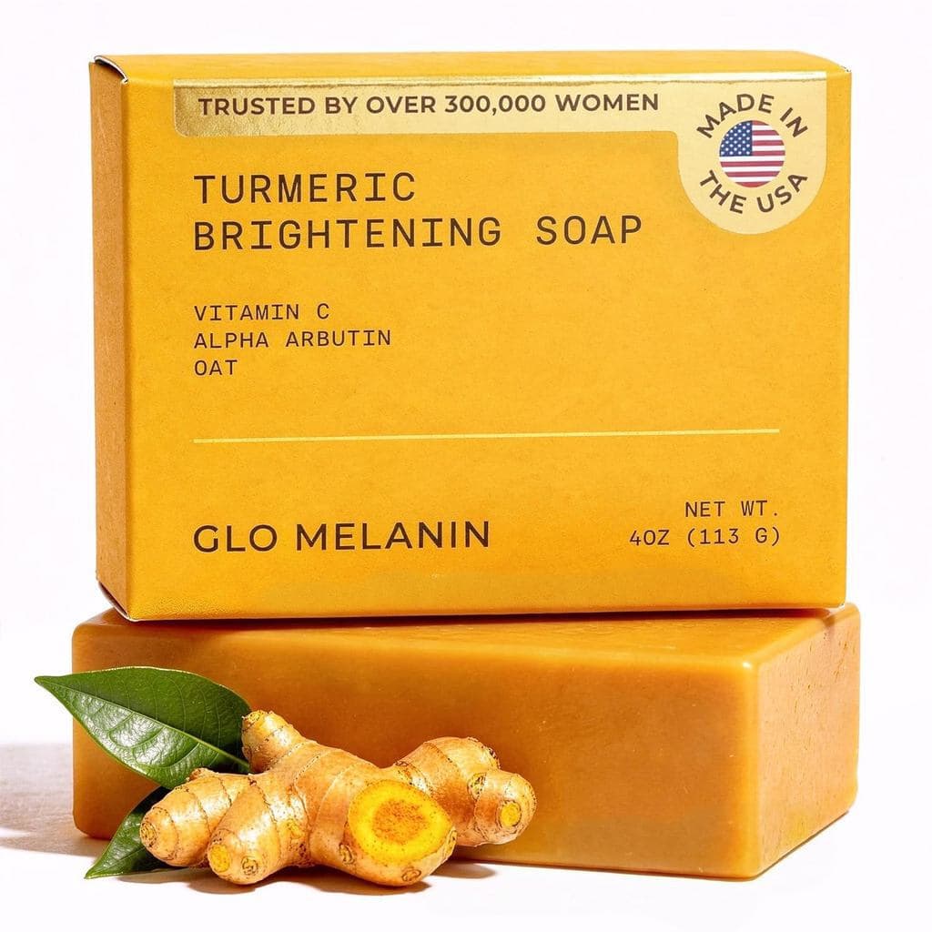 Sabonete Orgânico de Cúrcuma GloMelanin para Manchas Escuras, sabonete, facial, limpador facial totalmente natural