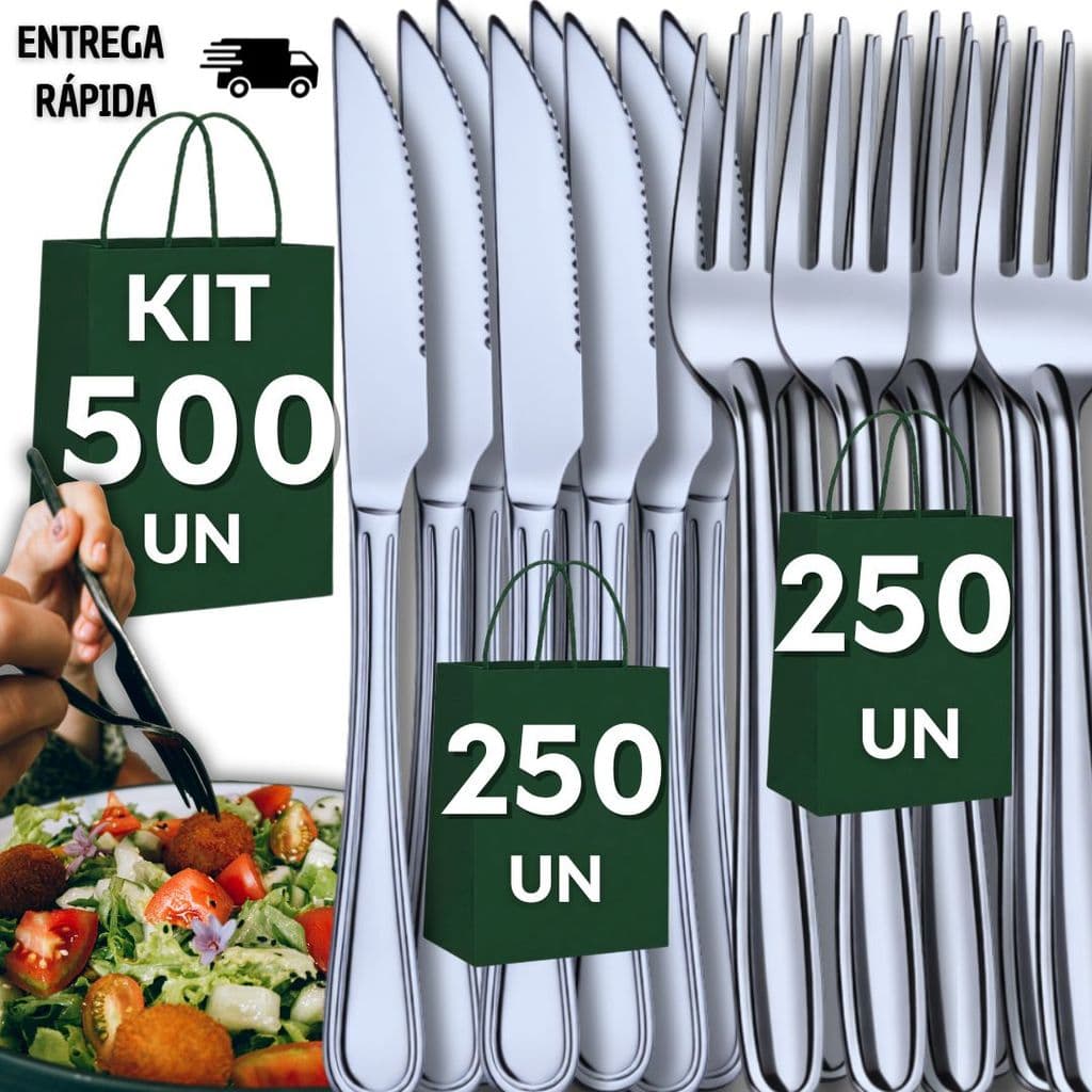 Combo 500 Talheres Inox 250 Faca 250 Garfo  Cozinha Restaurante Buffet Casa Resistência Qualidade Utilidades