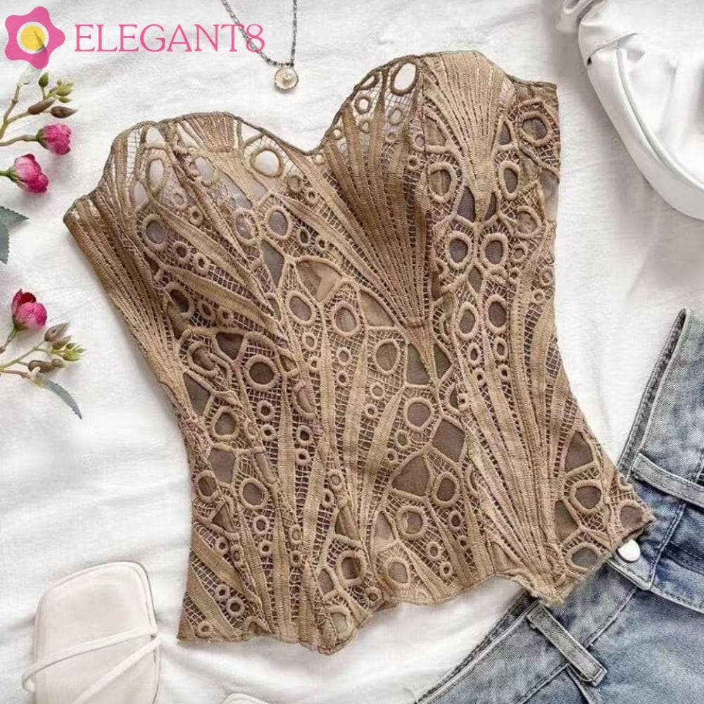 AELEGANT Modelador De Espinha De Peixe De Renda , Modeladores De Roupa Íntima Slim Fit Para Mulheres , Top De Tubo De Co