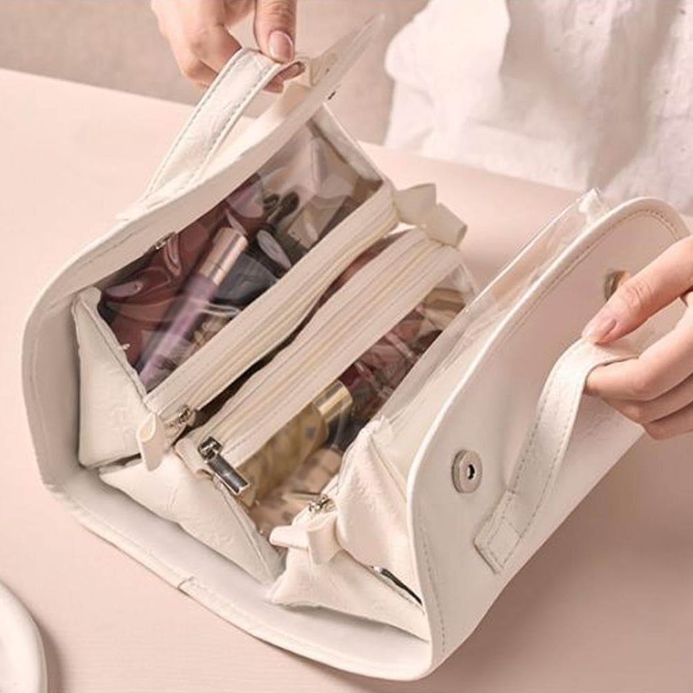 Bolsa Cosmética Portátil Para Viagem Com Armazenamento De Zoning De Grande Capacidade Cosmético H1k0