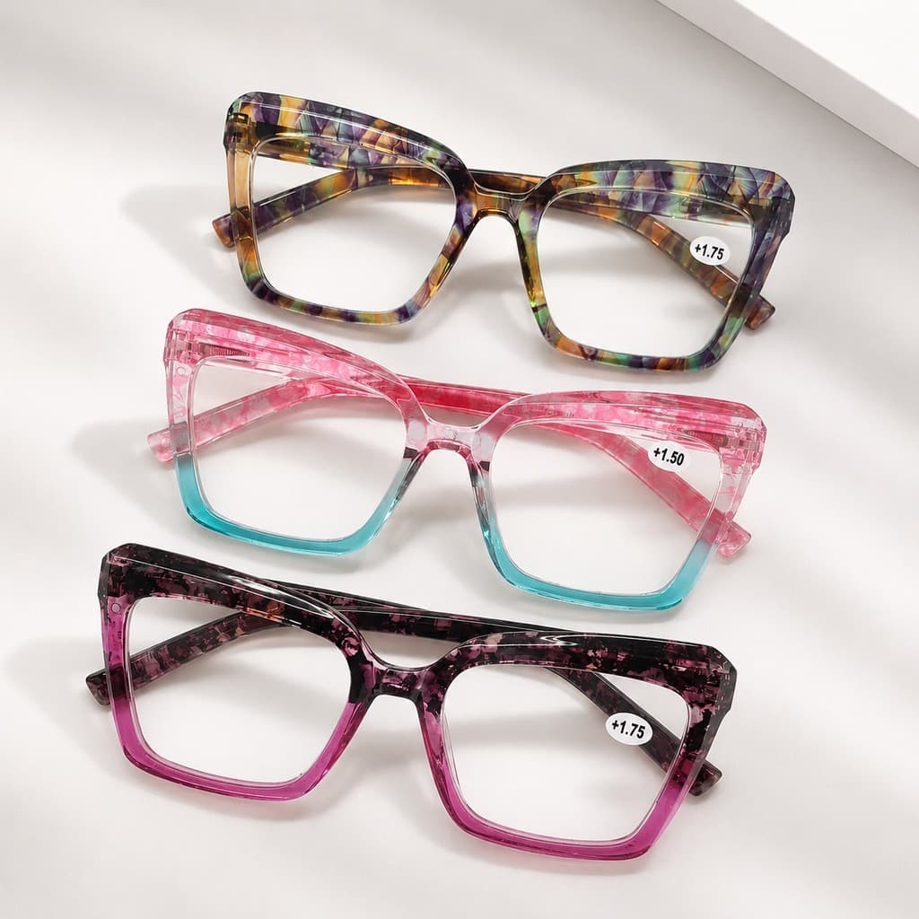 Óculos de Grau Para Perto de Leitura Armação gatinho colorido Feminino novo Quadrado  Estilo Fashionista Lindo com Grau