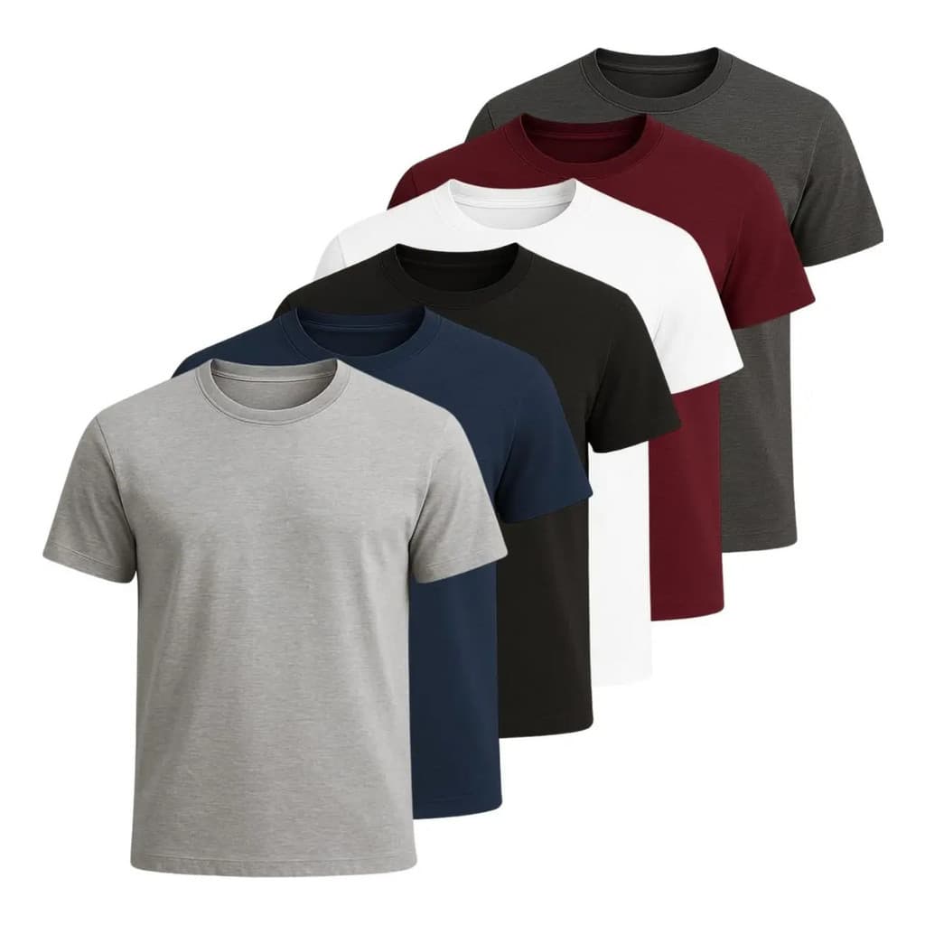 Kit 6 Camisetas Basicas Algodão Lisas Premium Masculina