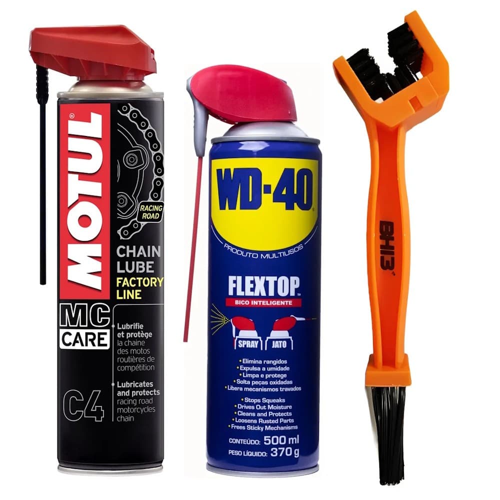 KIT MOTUL MC CARE C4 400ml + ESCOVA + WD40 500ML