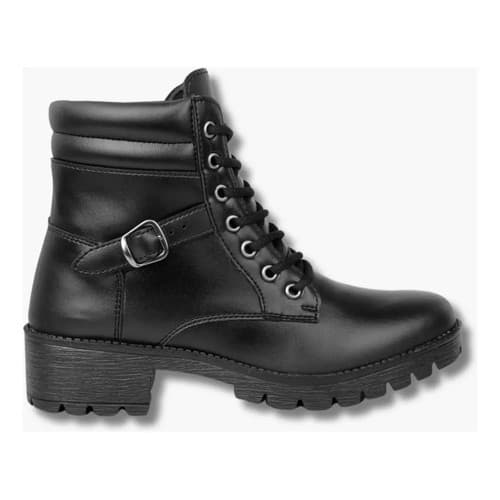 Bota Coturno Feminino Couro Eco Tratorado Cano Medio Fivela Salto Baixo Confortável para festivais