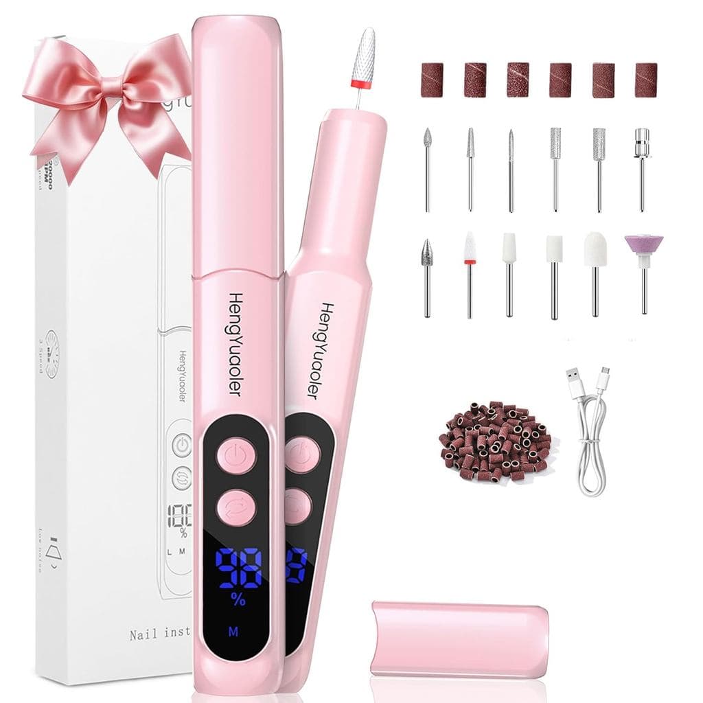 Lixadeira Elétrica de Unhas Sem Fio Profissional com 3 Velocidades, Kit de Lixadeira para Unhas de Acrílico e Gel, USB P