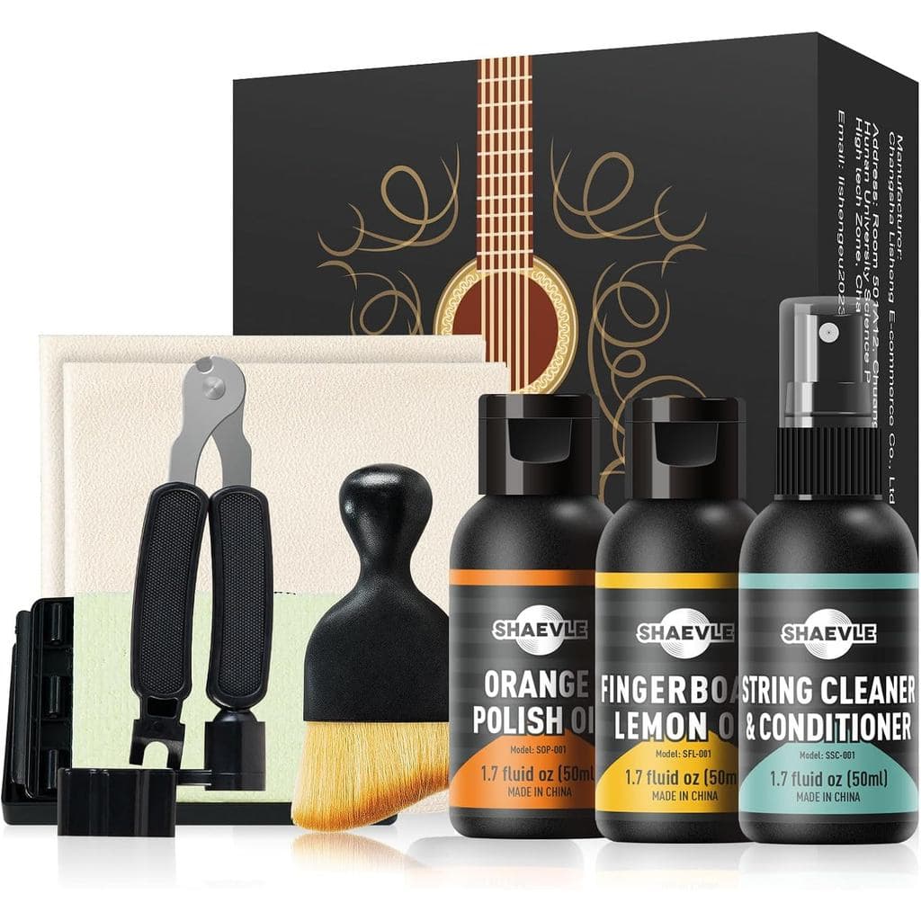Kit de Limpeza para Guitarra Acústica e Elétrica: Óleo Polidor Laranja, Óleo de Limão para Escala, Limpador de Cordas, E