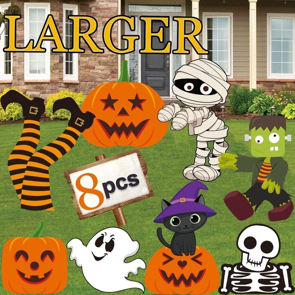 Decorações de Halloween Funnlot para Exterior, 8 Peças, Estacas Decorativas de Halloween para Jardim, Pés de Bruxa, Esqu