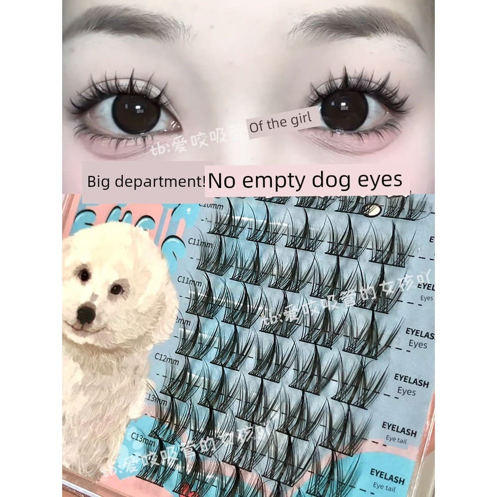 cílios com cola e pinça cílios tufinho fox eyes ❁Olhos de cachorro naturais macios e fofos, cílios postiços voadores inc