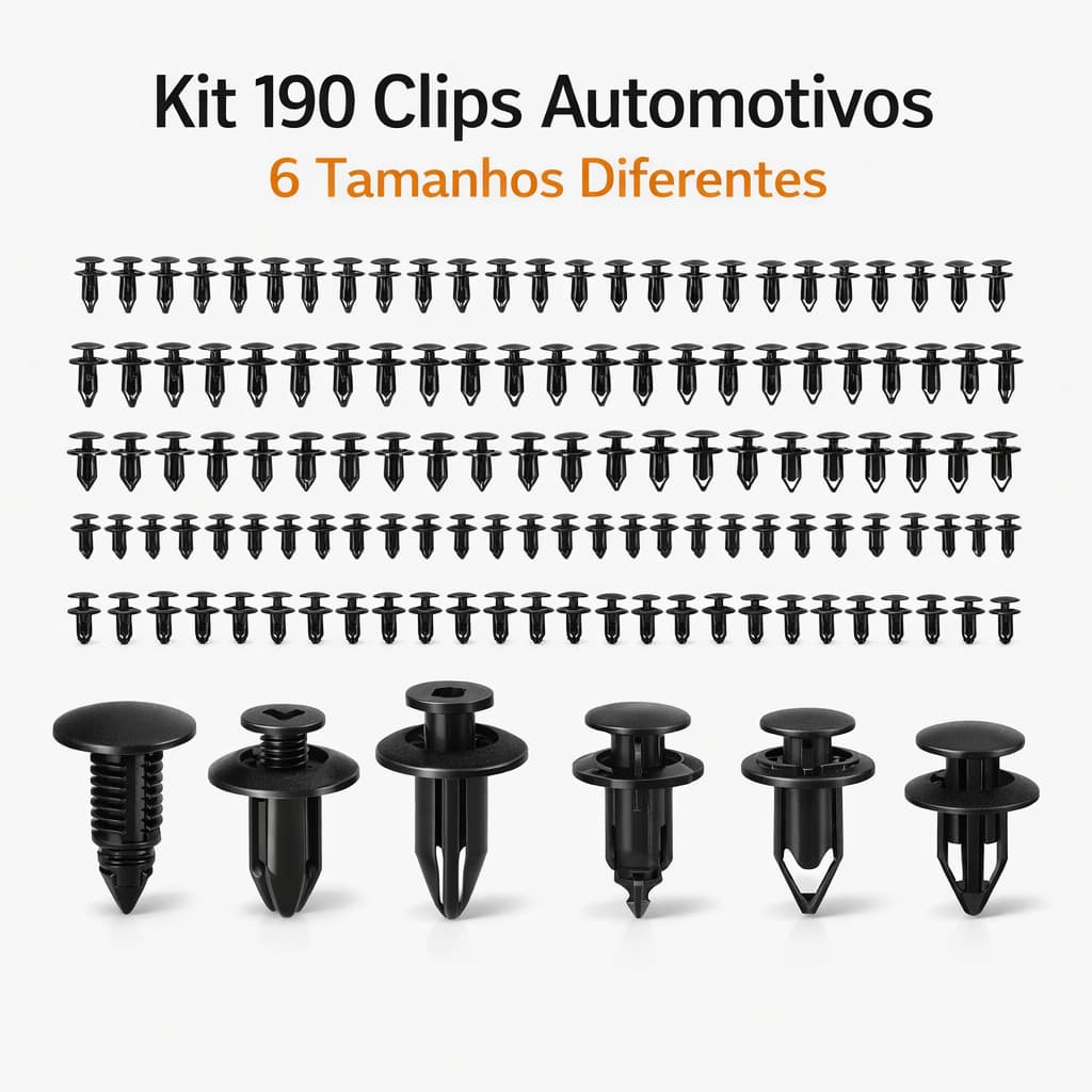 Kit 190 Peças Presilha Grampo Fixação Automotivo 6 Tamanhos Rebite Plástico Para-choque Carro Universal